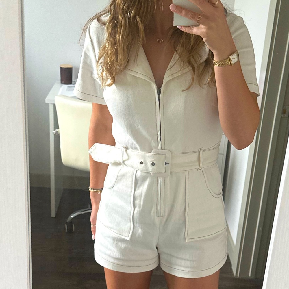 White Denim Romper